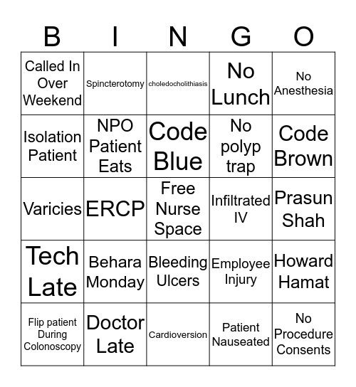 Endoscopy  Bingo Card