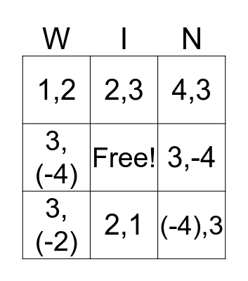 Quick Maths Bingo Card