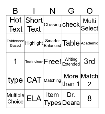 CAT ELA Bingo Card