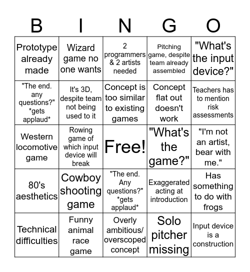 GGC Pitches Bingo Card