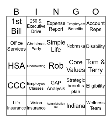 NIS 50 Years Bingo Card