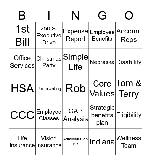 NIS 50 Years Bingo Card