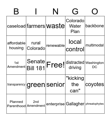 Long Bill Bingo Card