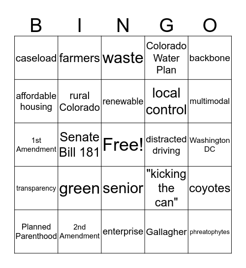 Long Bill Bingo Card