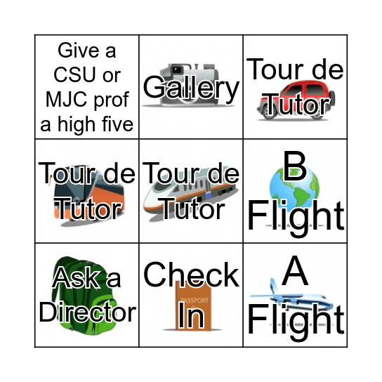 Passport: Travels in Tutoring Bingo Card