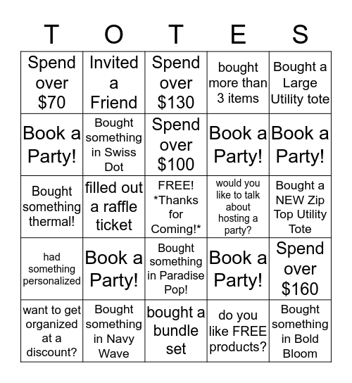 Thirty-One Bingo! Bingo Card