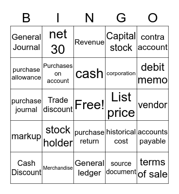 Accounting chapter 9 review Bingo Card