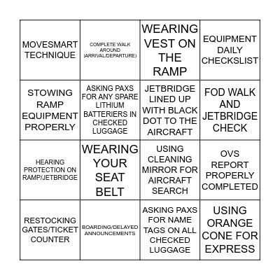 ONT SAFETY BINGO  Bingo Card