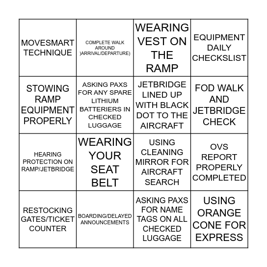 ONT SAFETY BINGO  Bingo Card