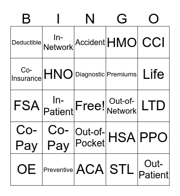 Benefits Open Enrollment Bingo Card