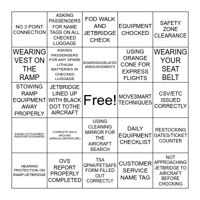 ONT SAFETY SQUARES  Bingo Card