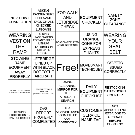 ONT SAFETY SQUARES  Bingo Card