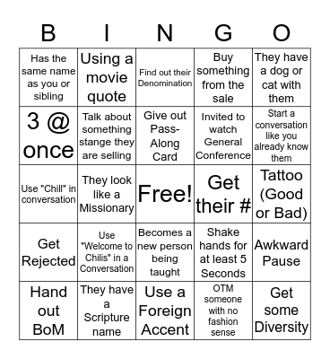 Garage Sale Madness Bingo Card