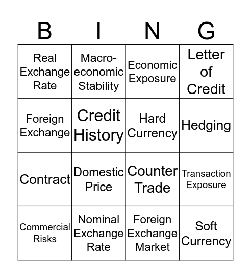 MGMT1101 Bingo Card