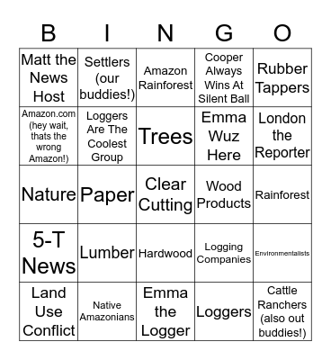 Loggers Are The Best! Bingo Card