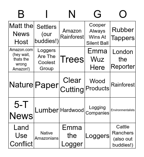 Loggers Are The Best! Bingo Card