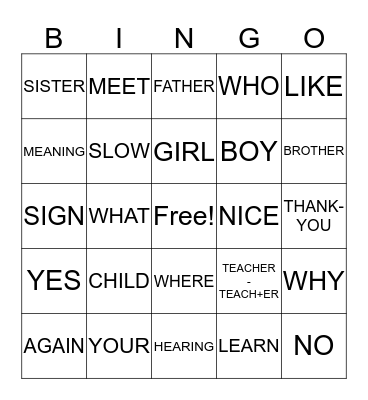 ASL BINGO Card