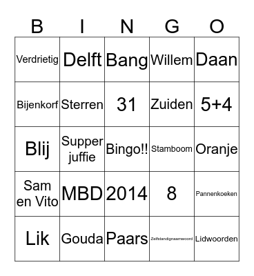 Jan Vermeer ~Klas MBD~Elles Verhulst Bingo Card