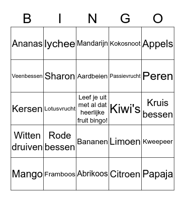 Leef je uit met al dat heerlijke fruit bingo! Bingo Card