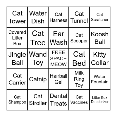 Cat Scratch Bingo    >^..^< Bingo Card
