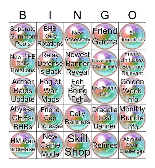 April Feh Channel Bingo Card