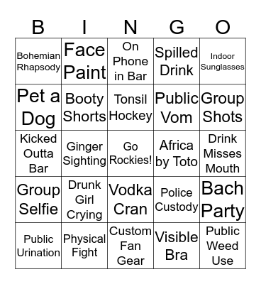 Opening Drunk Day Bingo Card