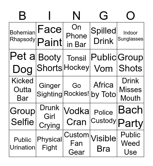 Opening Drunk Day Bingo Card