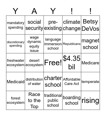 Squidbob's Cool Edu/Health/Enviro bInGo Card