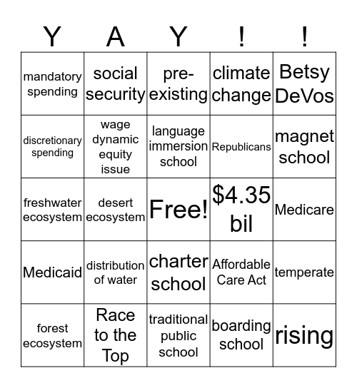 Squidbob's Cool Edu/Health/Enviro bInGo Card