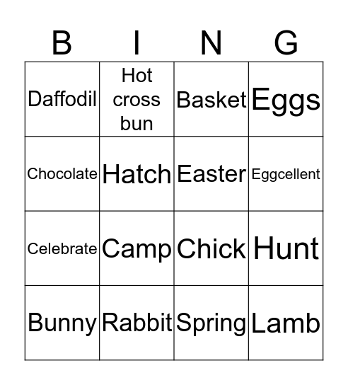 Easter Bingo Card