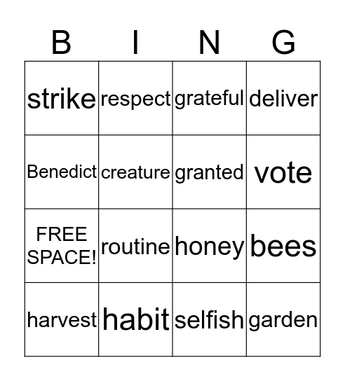 Please Please the Bees BING-O Bingo Card