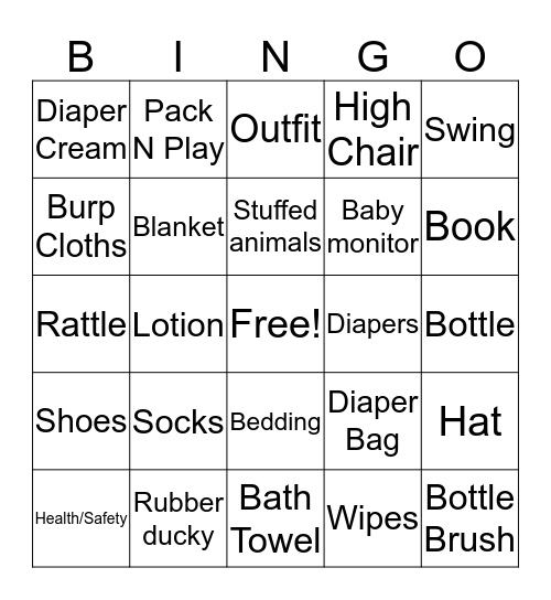 BABY Bingo Card