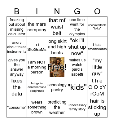 Mrs. Curry BINGO Card