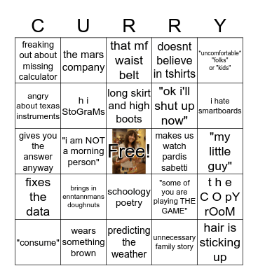 CURRY Bingo Card