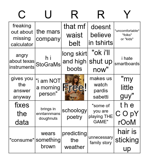 CURRY Bingo Card
