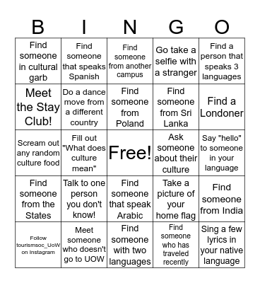 CultureVerse Bingo Card