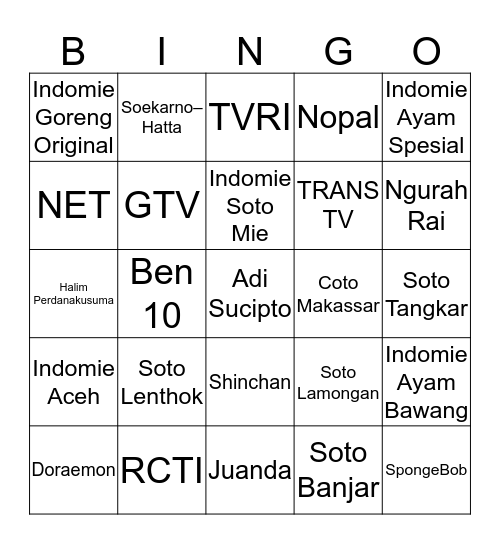 madavaqa Bingo Card