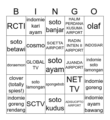 DIRAAAA Bingo Card