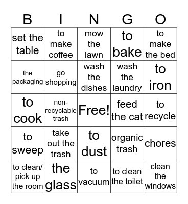 CHORES! Bingo Card