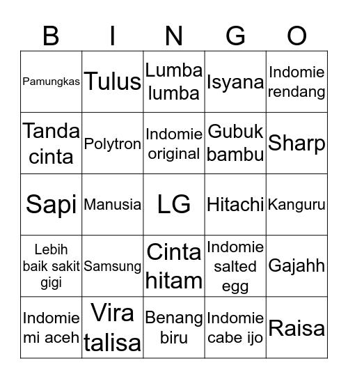 Punya Annora Bingo Card
