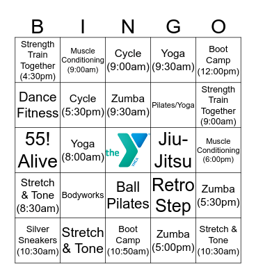 YMCA Bingo Challenge! Bingo Card
