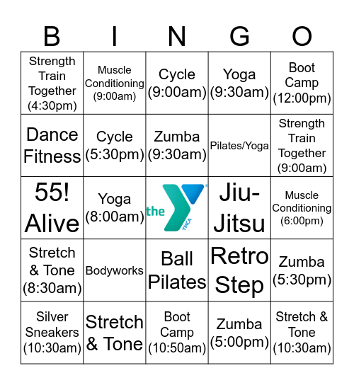 YMCA Bingo Challenge! Bingo Card