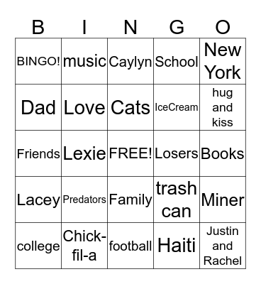 Untitled Bingo Card