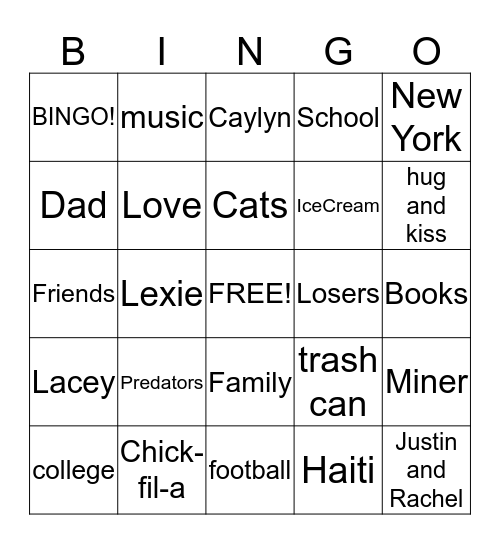 Untitled Bingo Card