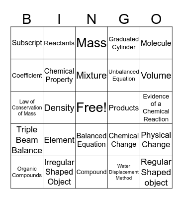 MCA Review  Bingo Card
