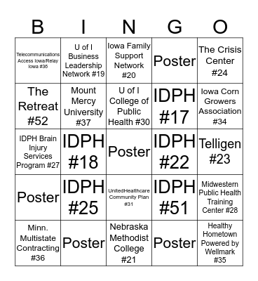 IGCPH Conference BINGO        name:__________ Bingo Card