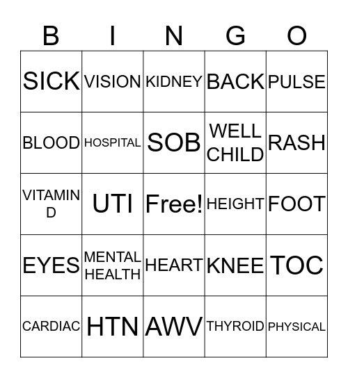 Metro Health SW  Bingo Card