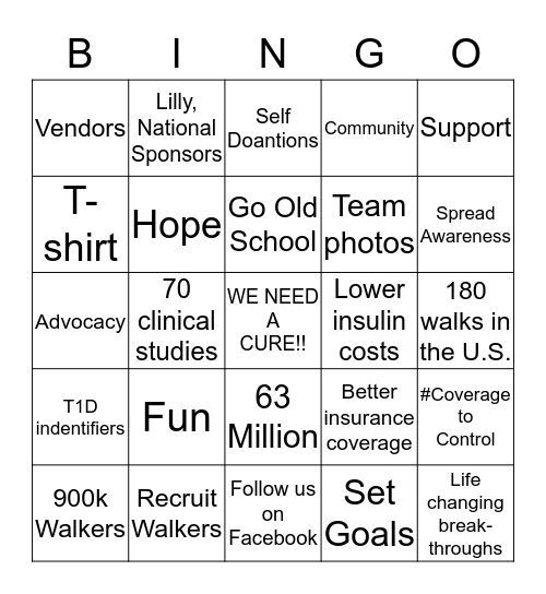 One Walk Bingo Card