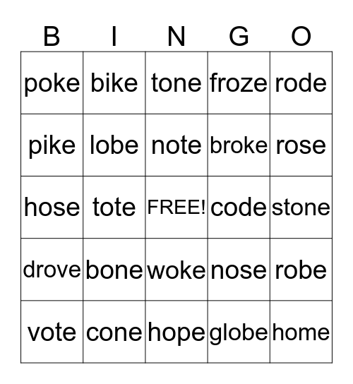 Long 0 Bingo Card