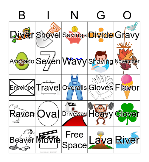 Word-Medial /v/ Bingo Card